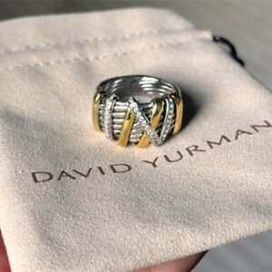 David Yurman Gold and Silver Cable Ring